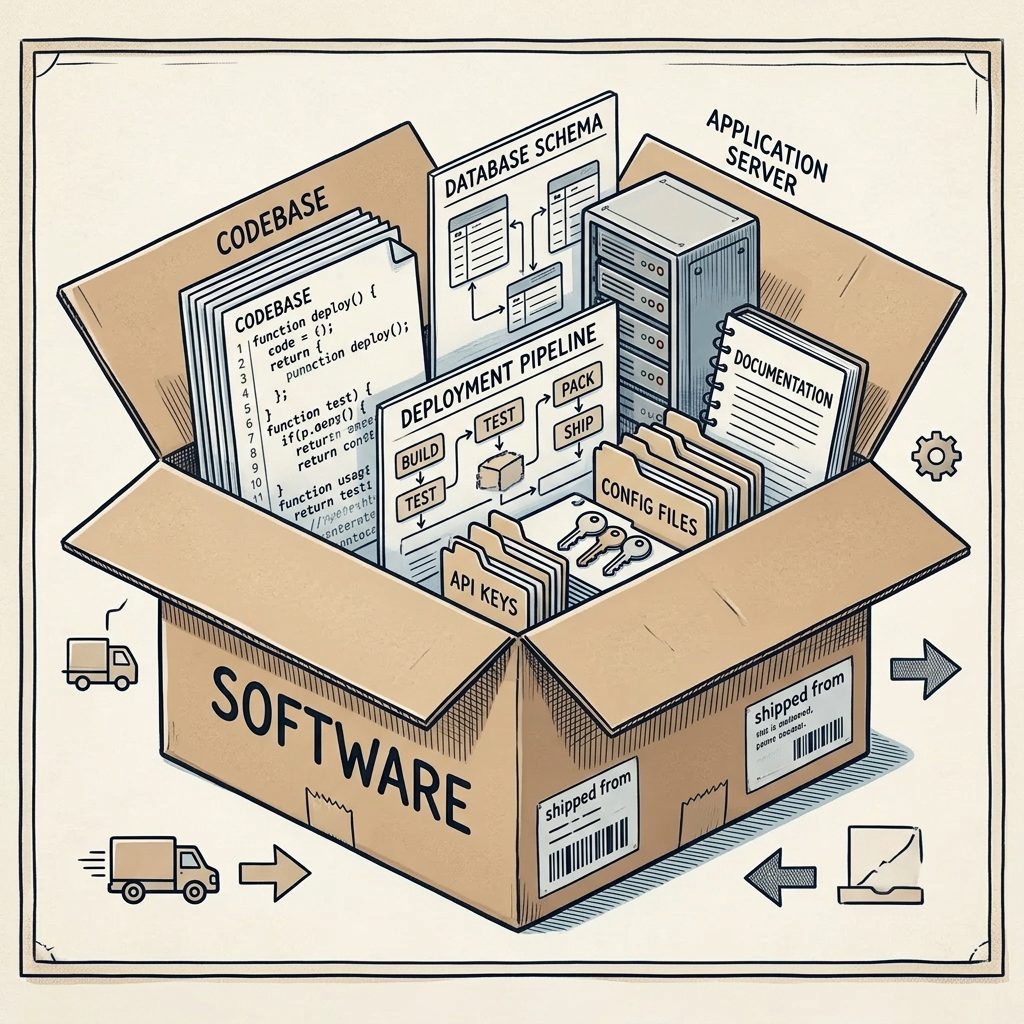 Software being delivered in a cardboard box